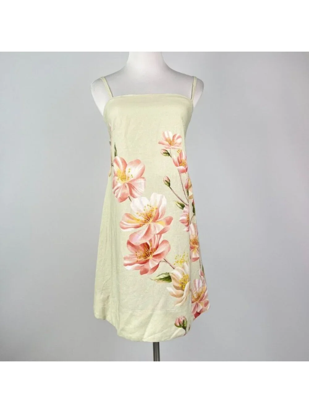 NWT Farm Rio Linen Blend Floral Print Sleeveless Mini Dress Elastic Waist Sz M - Picture 4 of 15